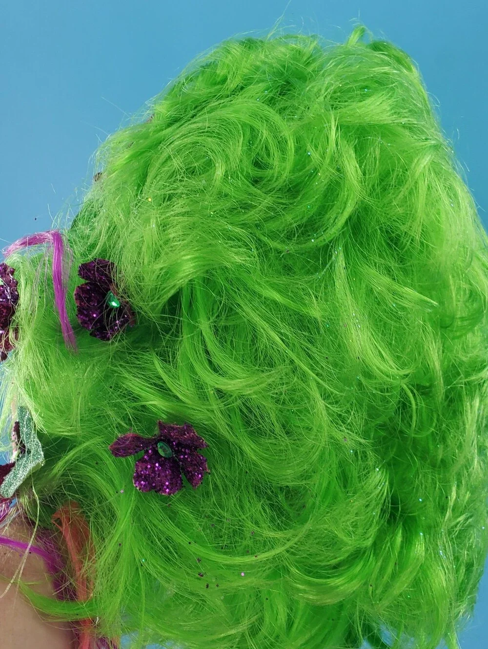 Fifi's custom green and purple wig